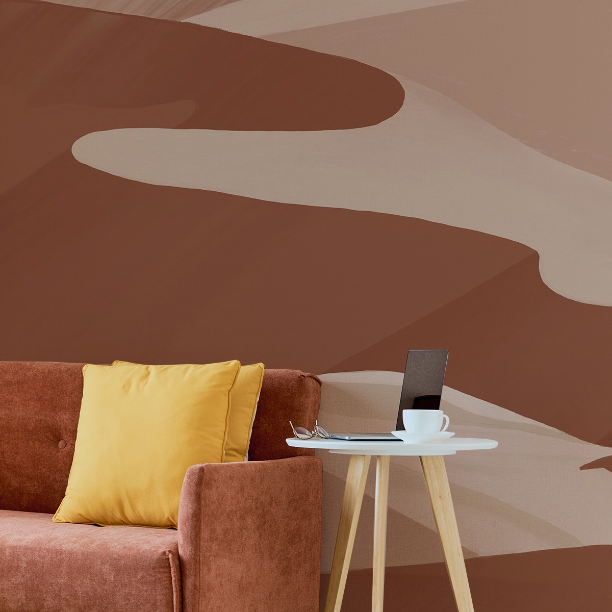 Papier peint panoramique Dunes, Bleu 425 x 250cm brun, ACTE DECO