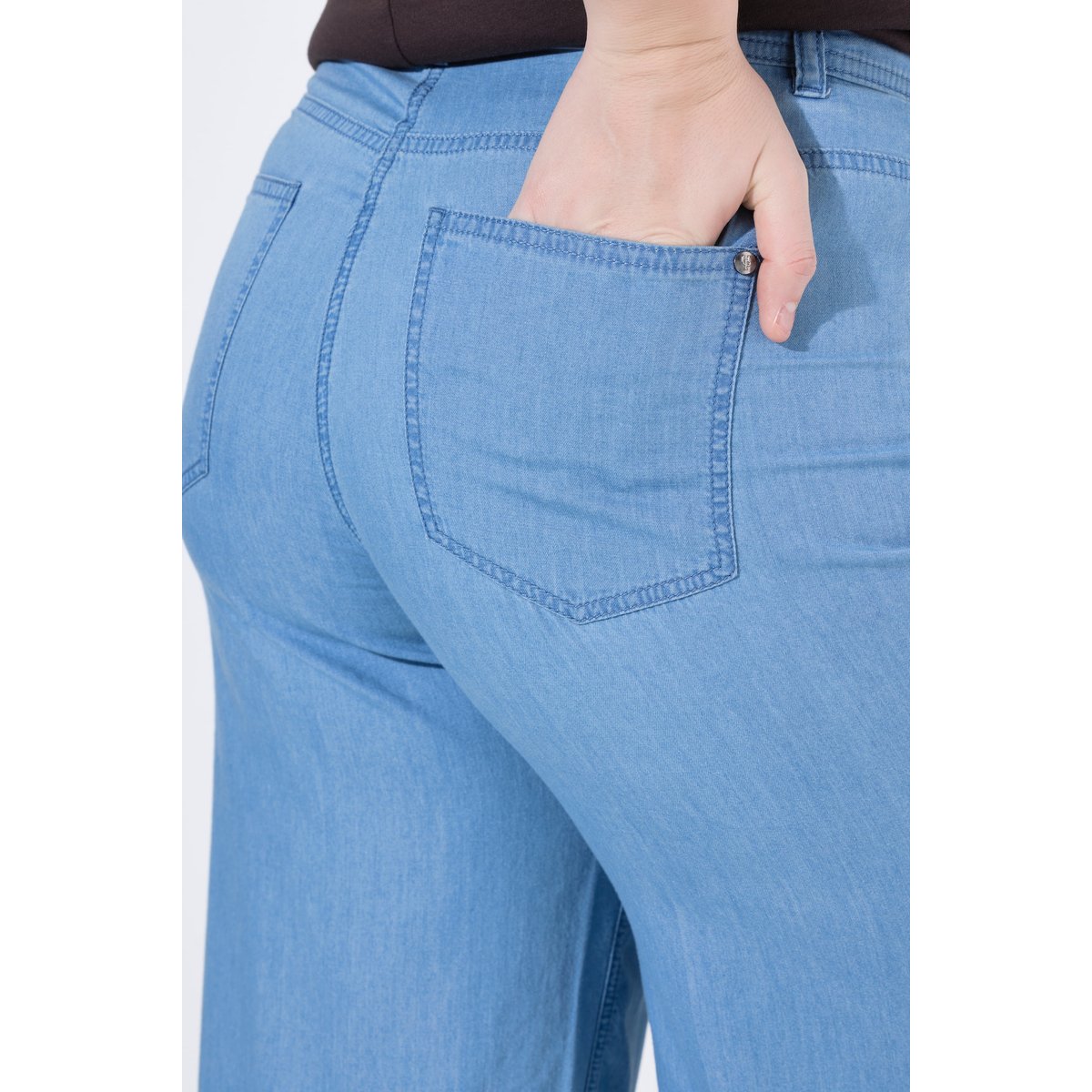 Jean culotte Mary, jambe large bleu clair, ULLA POPKEN