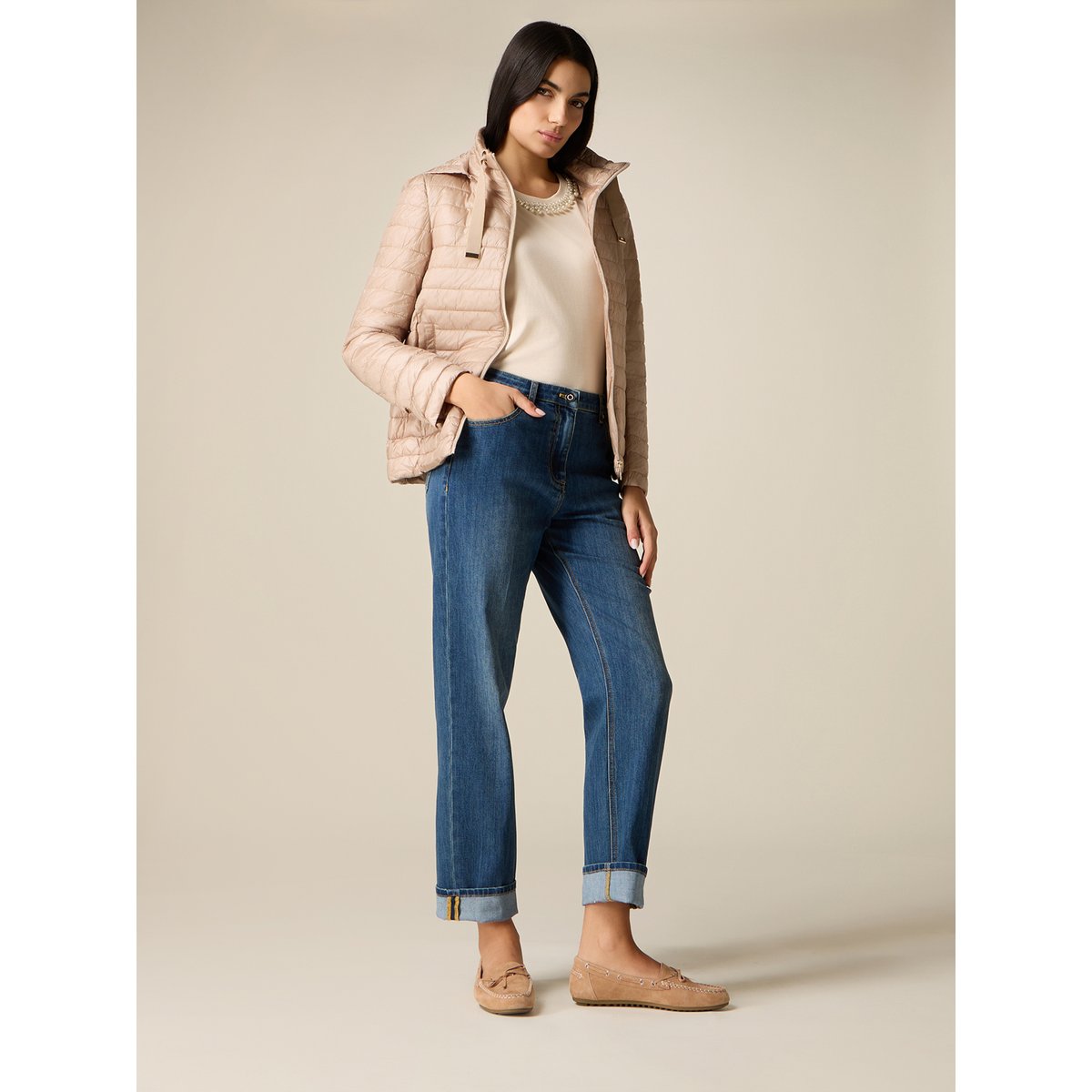 Jean regular relaxed avec revers bleu, OLTRE
