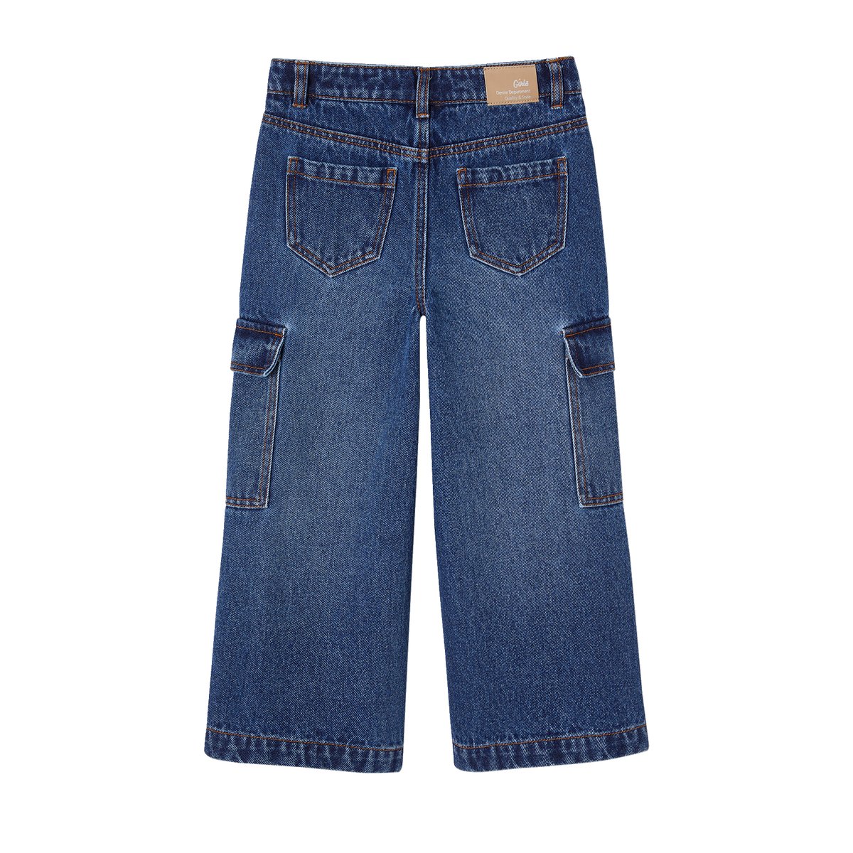 Jean large cargo bleu foncé, VERTBAUDET