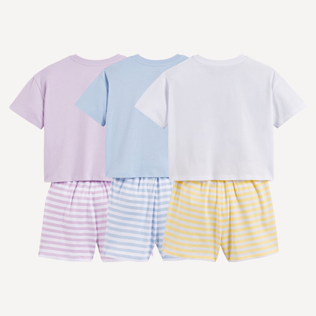 Lot de 3 pyjashorts, en coton, motifs nounours et rayures assortis, LA REDOUTE COLLECTIONS