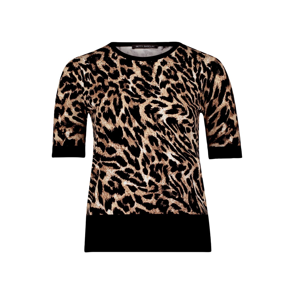 Pull-over en fine maille à imprimé animalier noir/beige, BETTY BARCLAY