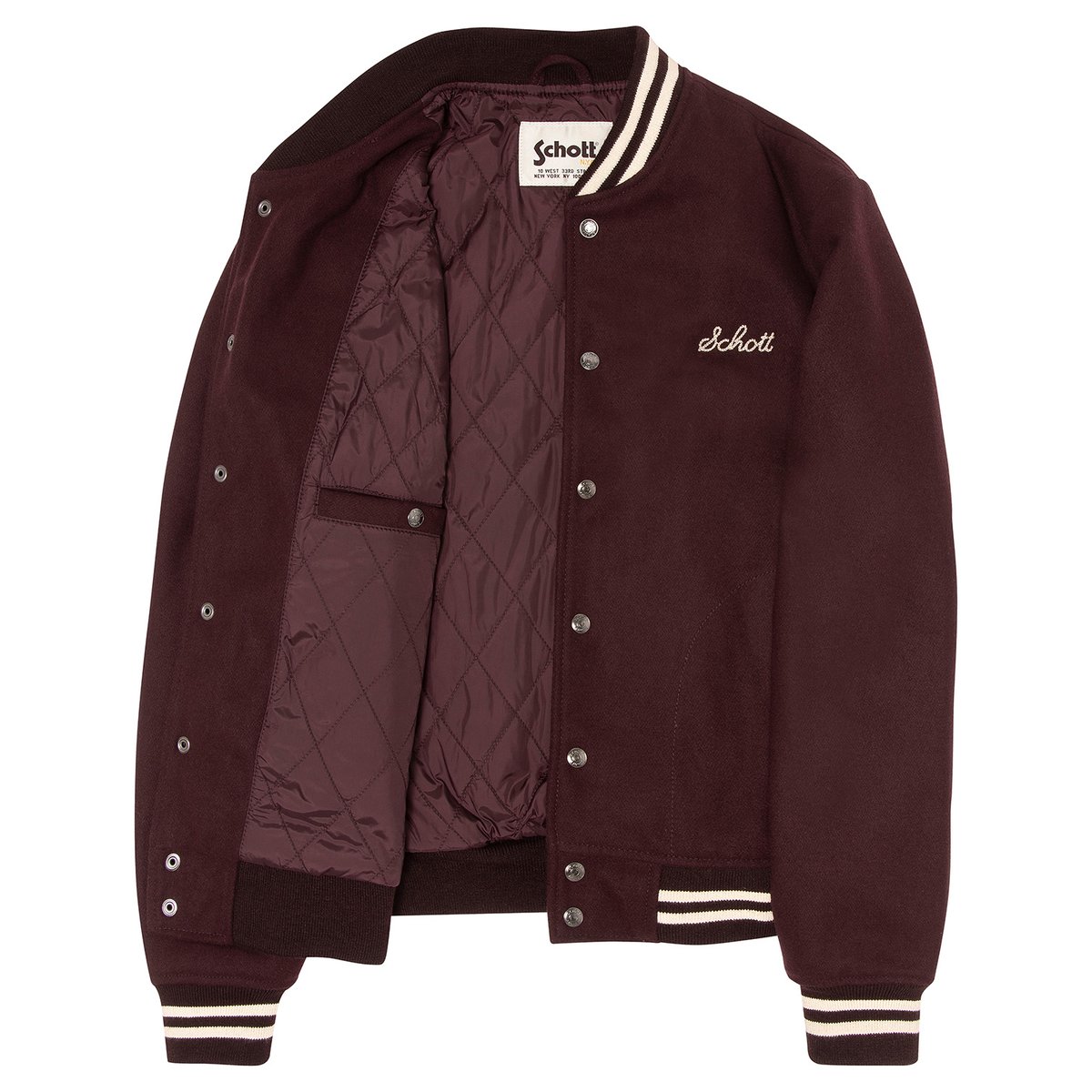 Blouson teddy laine bordeaux, SCHOTT