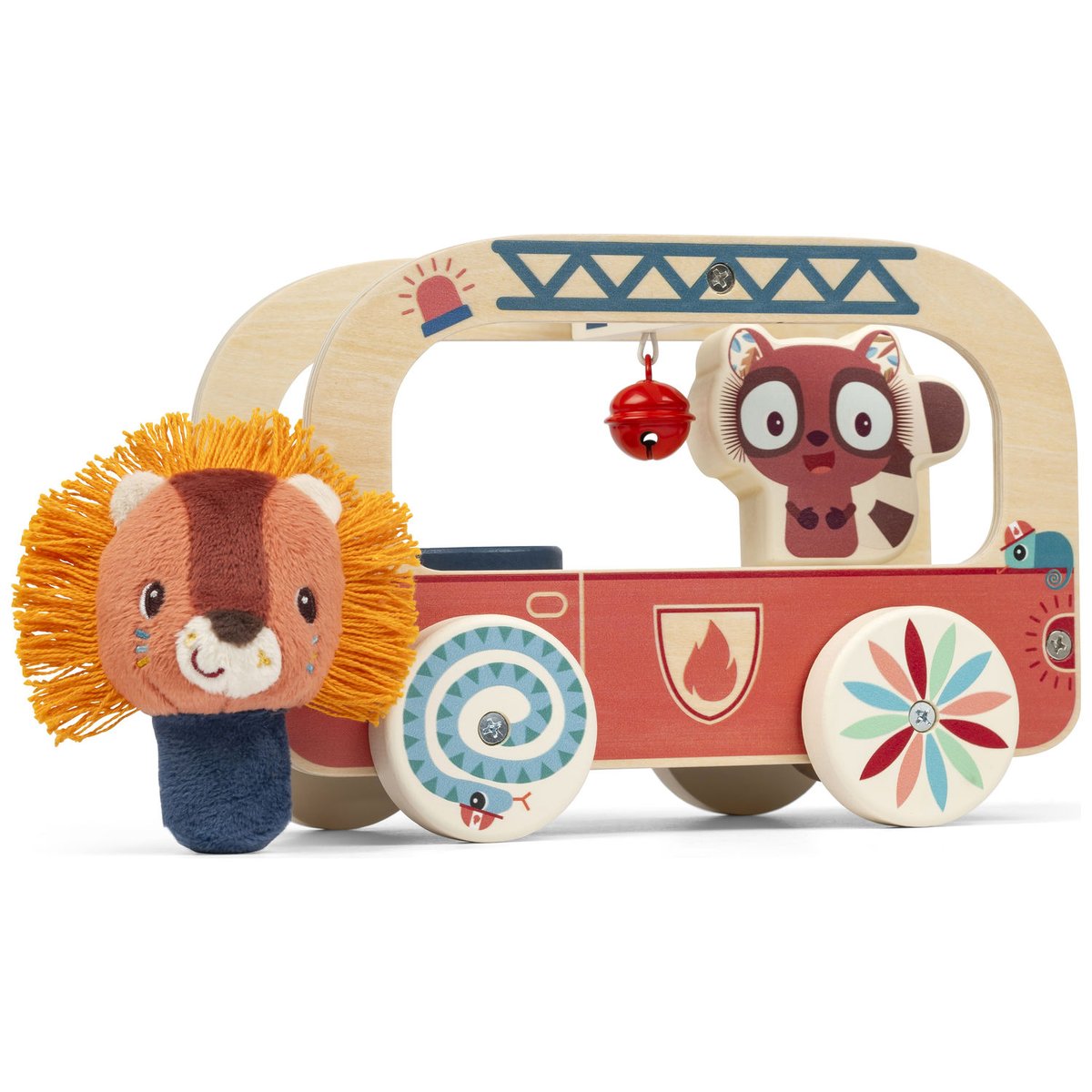 Camion de pompier orange, bleu, marron, LILLIPUTIENS
