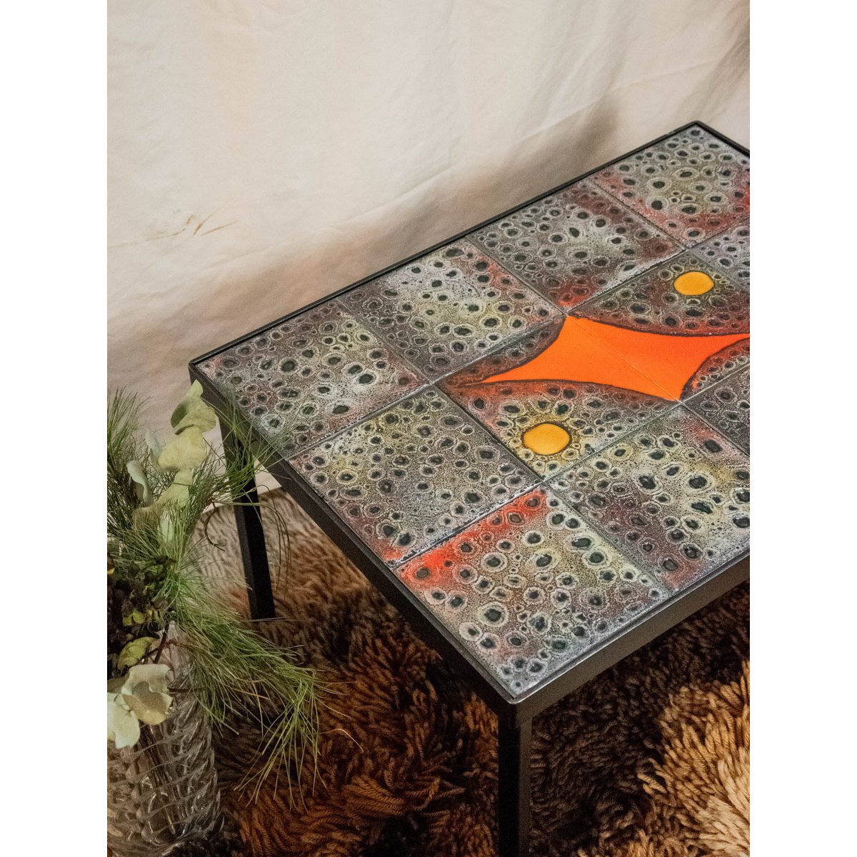 Table basse cratères en céramique Donna N°769 - Bon état noir, DEBONGOUT