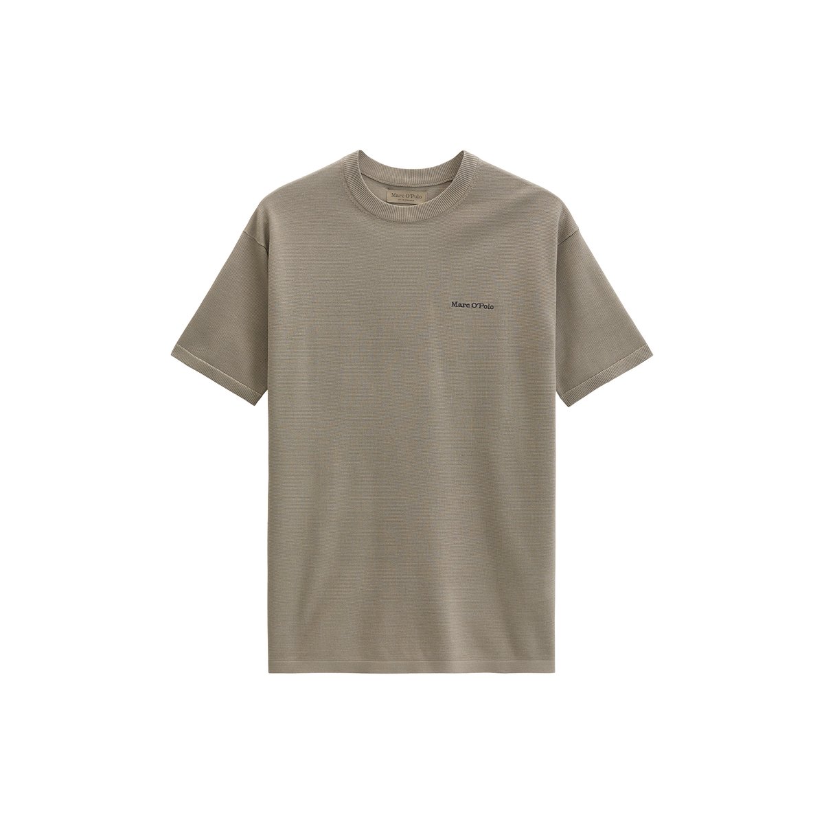 T-shirt en maille fine DFB Travel Collection en pur coton bio marron, MARC O'POLO