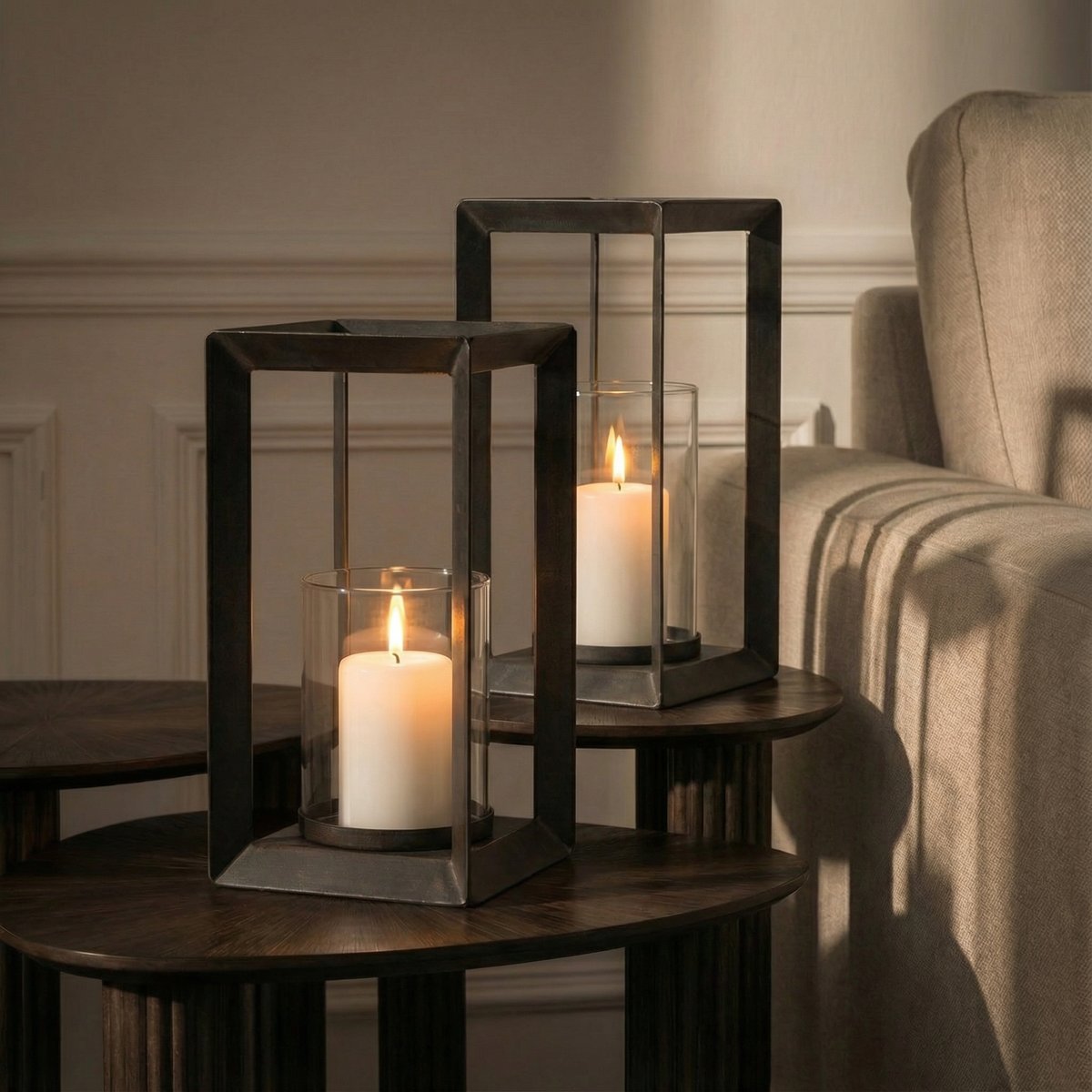 Lanterne en métal H32 KAEL noir, SIA DECO