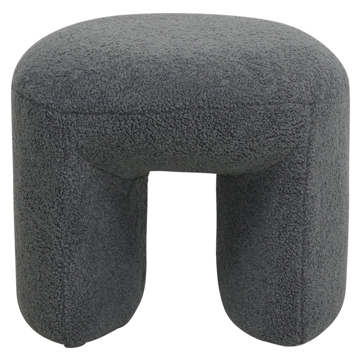 Pouf tissu effet laine bouclette gris bleu, ZAGO