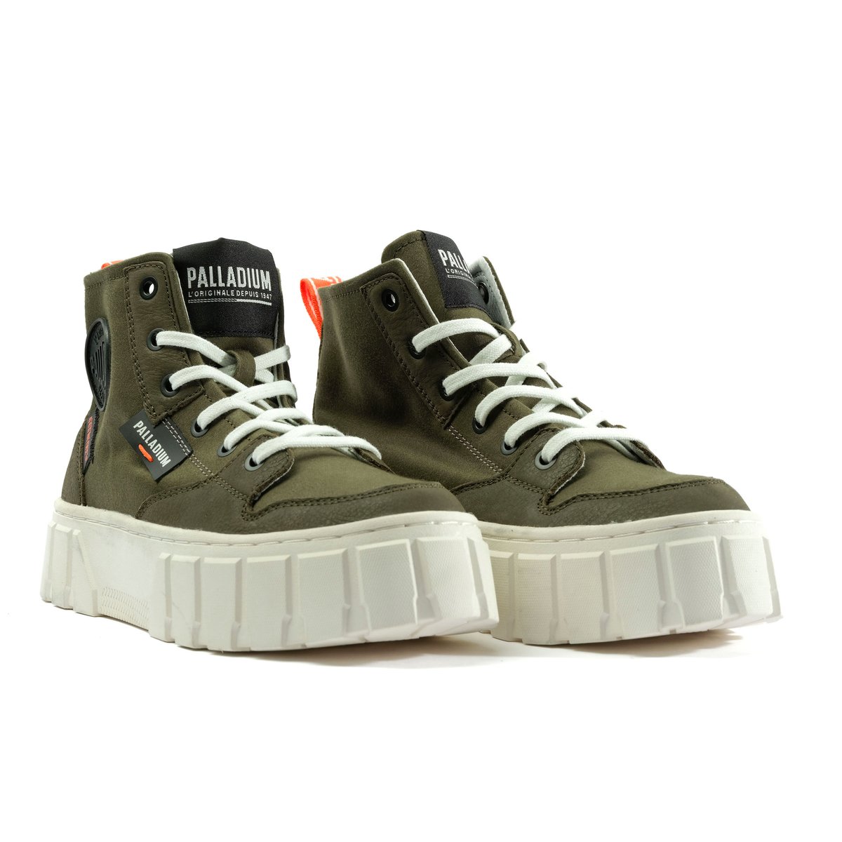Baskets montantes Pallatower Hi olive night, PALLADIUM
