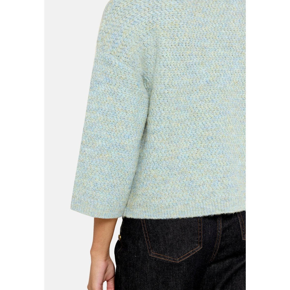 Pull-over en maille à col droit light blue/cream, CARTOON
