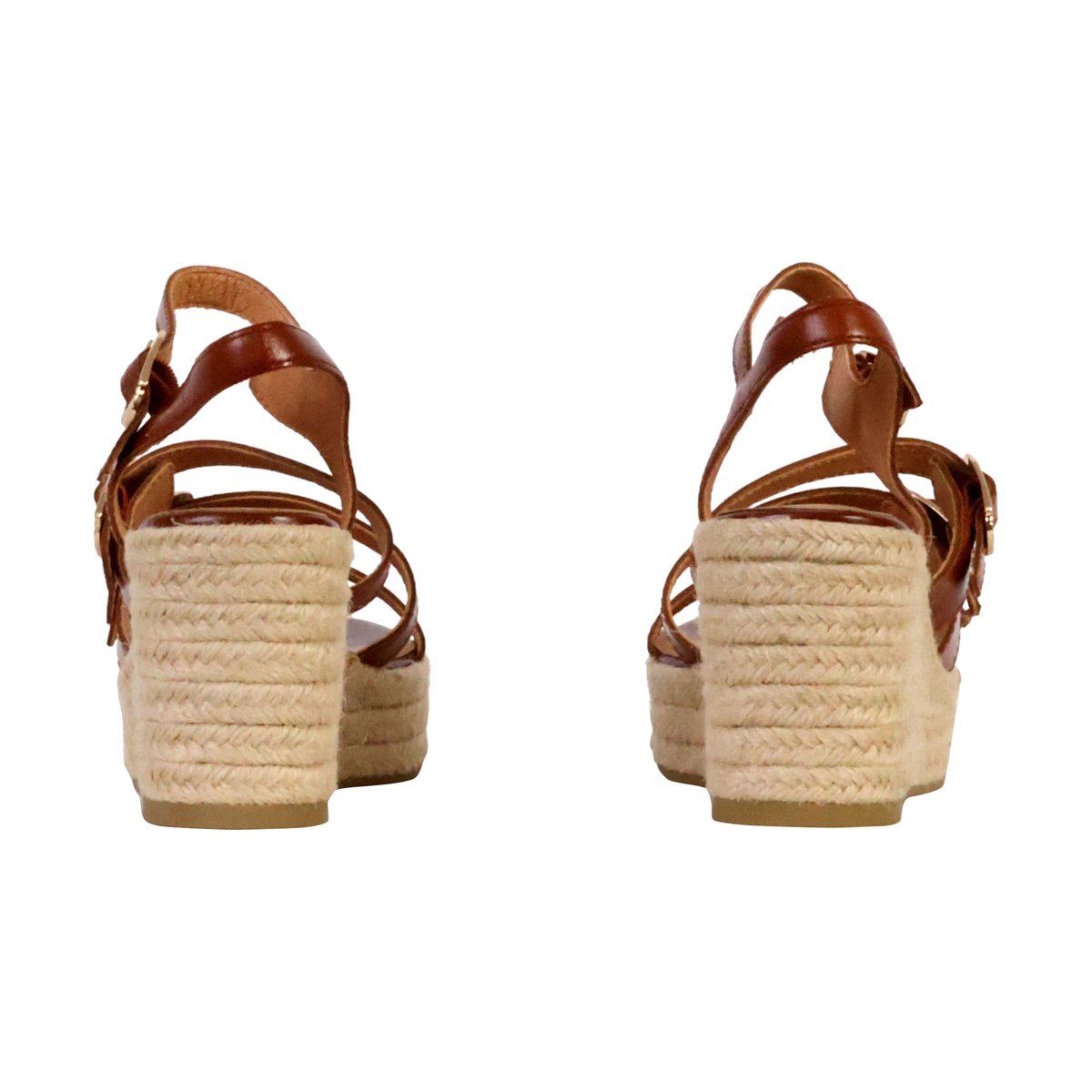 Sandales Compensées Cuir Talia cognac, EMILIE KARSTON