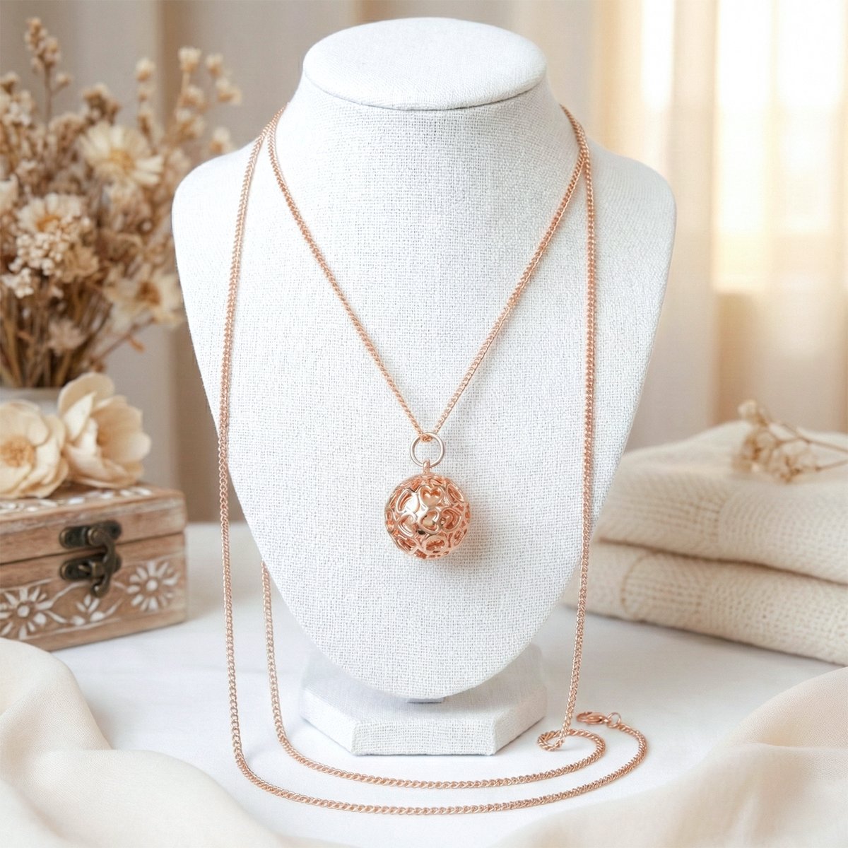 Bola de grossesse Collier, Cage de coeurs rose, BOLA