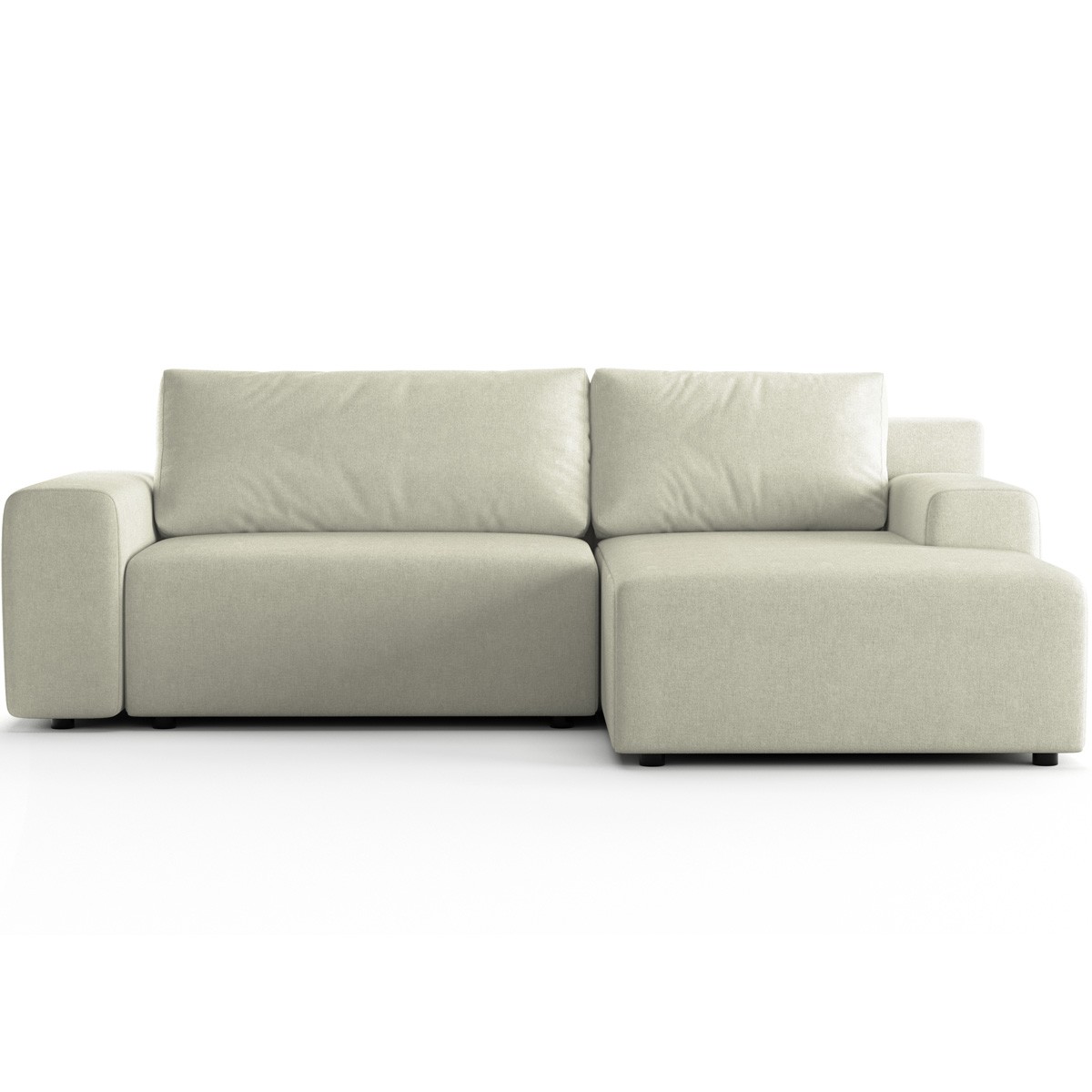 Canapé d'angle réversible convertible 5 places en tissu chenille - LUNO beige, HOMIFAB