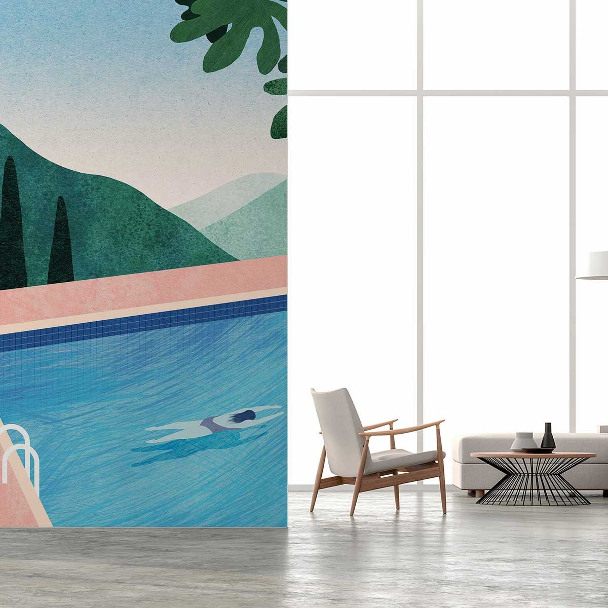Papier peint longueur en piscine intissé, HEXOA