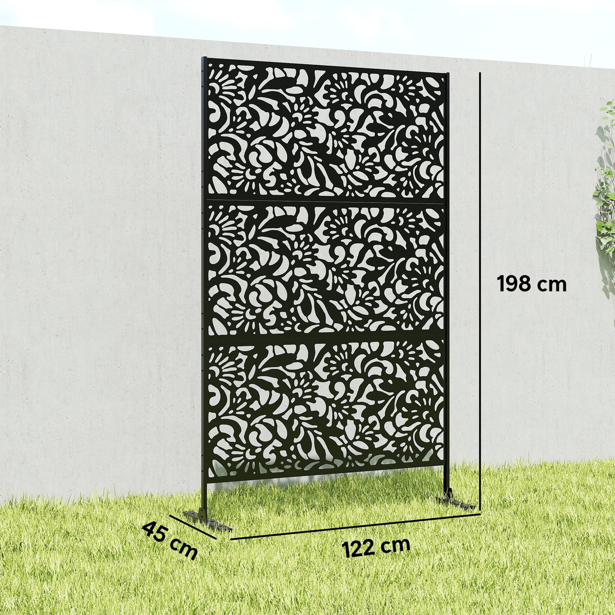 Brise-vue décoratif noir, OUTSUNNY