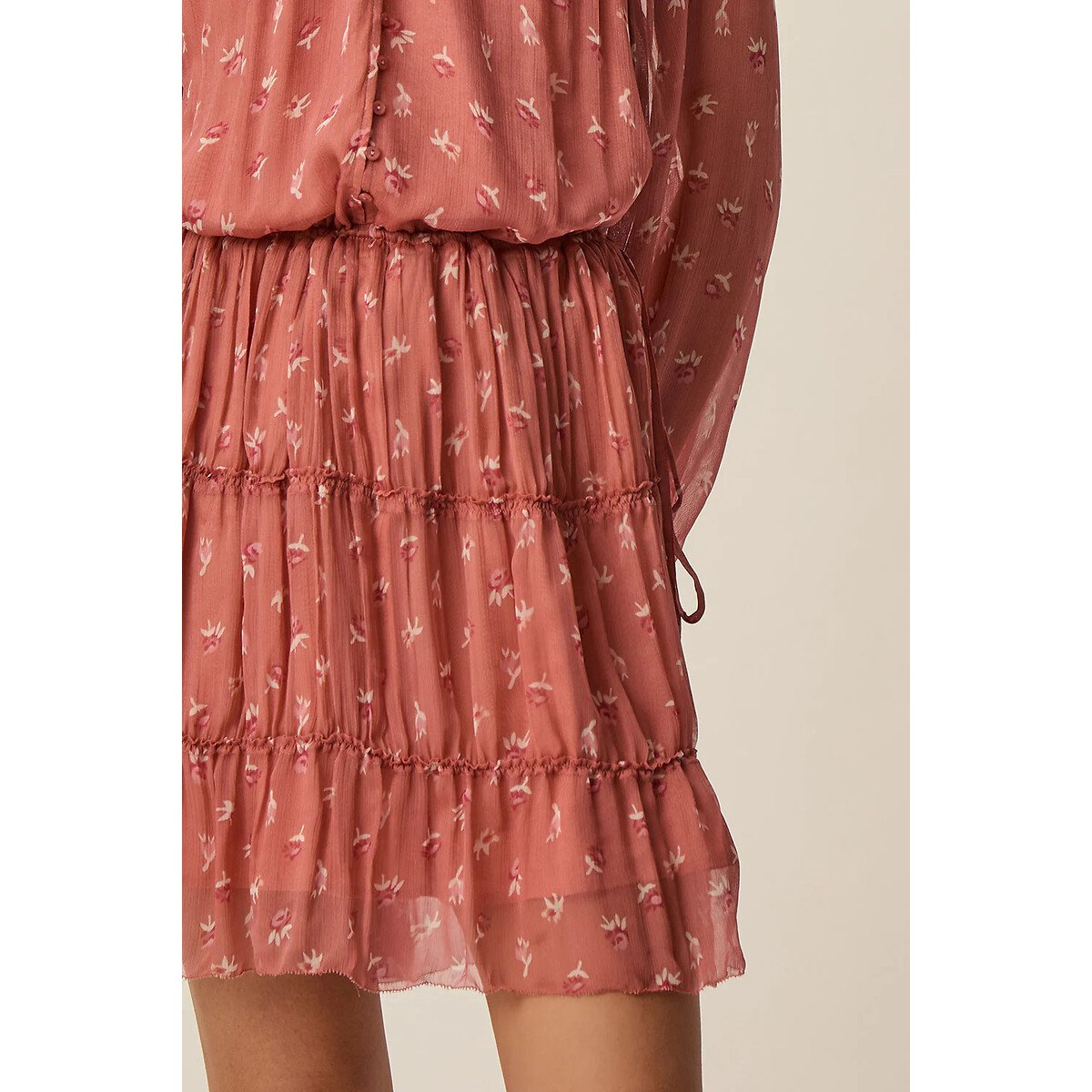 Robe courte à volants imprimé floral, VELMA rose blush, DES PETITS HAUTS