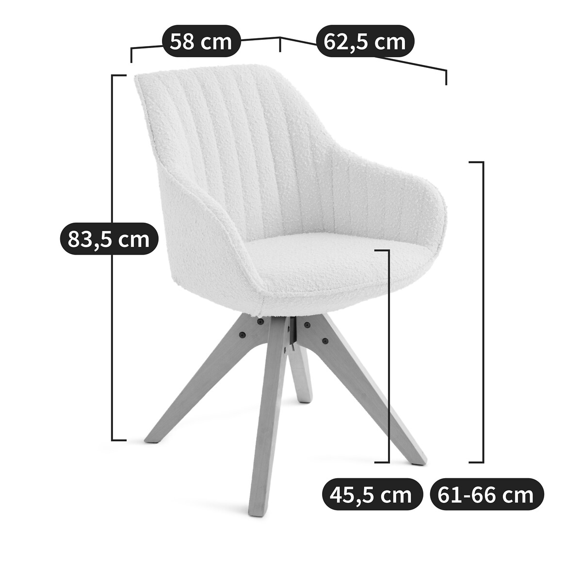 Fauteuil de bureau bouclette, Jimeo ecru, LA REDOUTE INTERIEURS