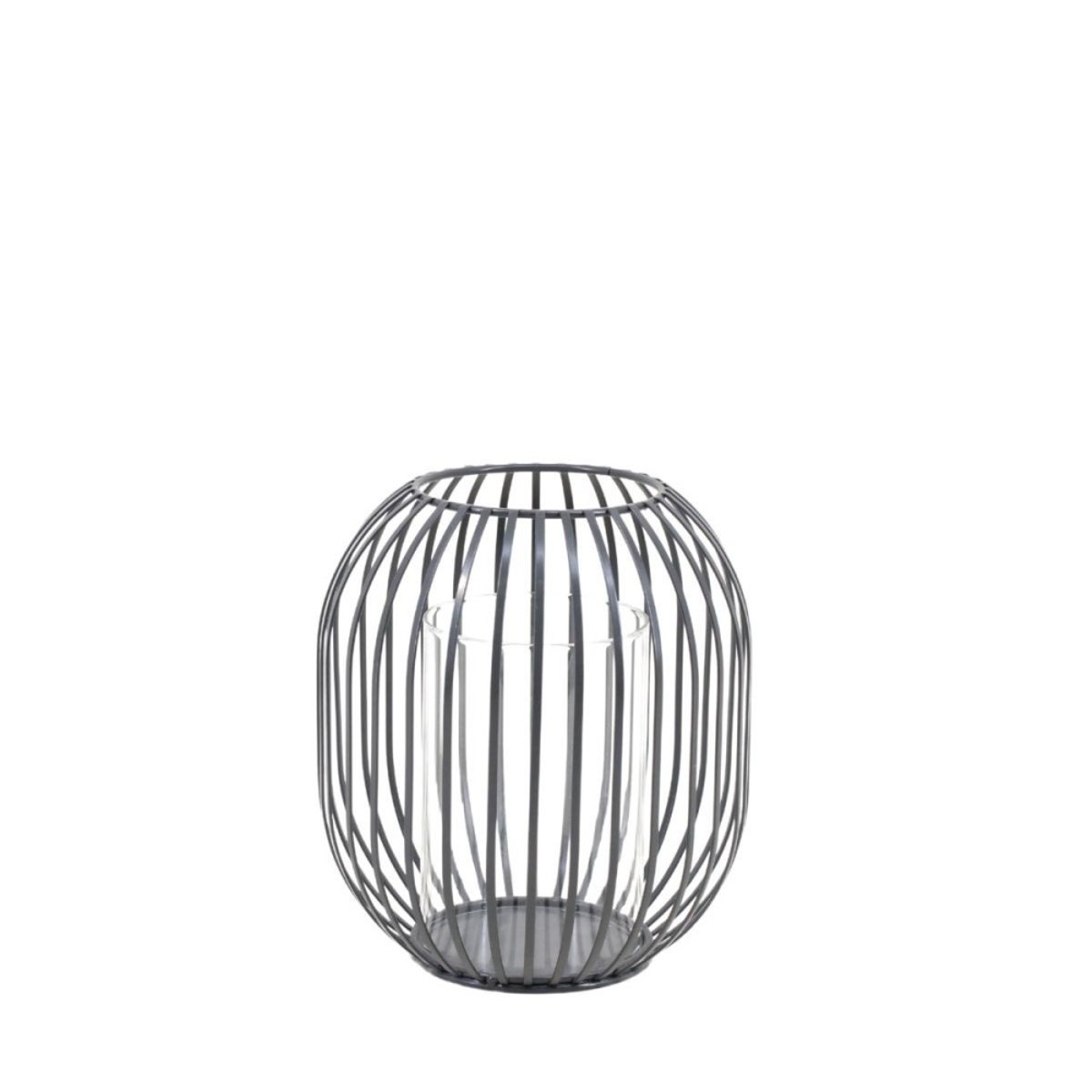 Lanterne ronde en métal filaire gris, ORNAMI