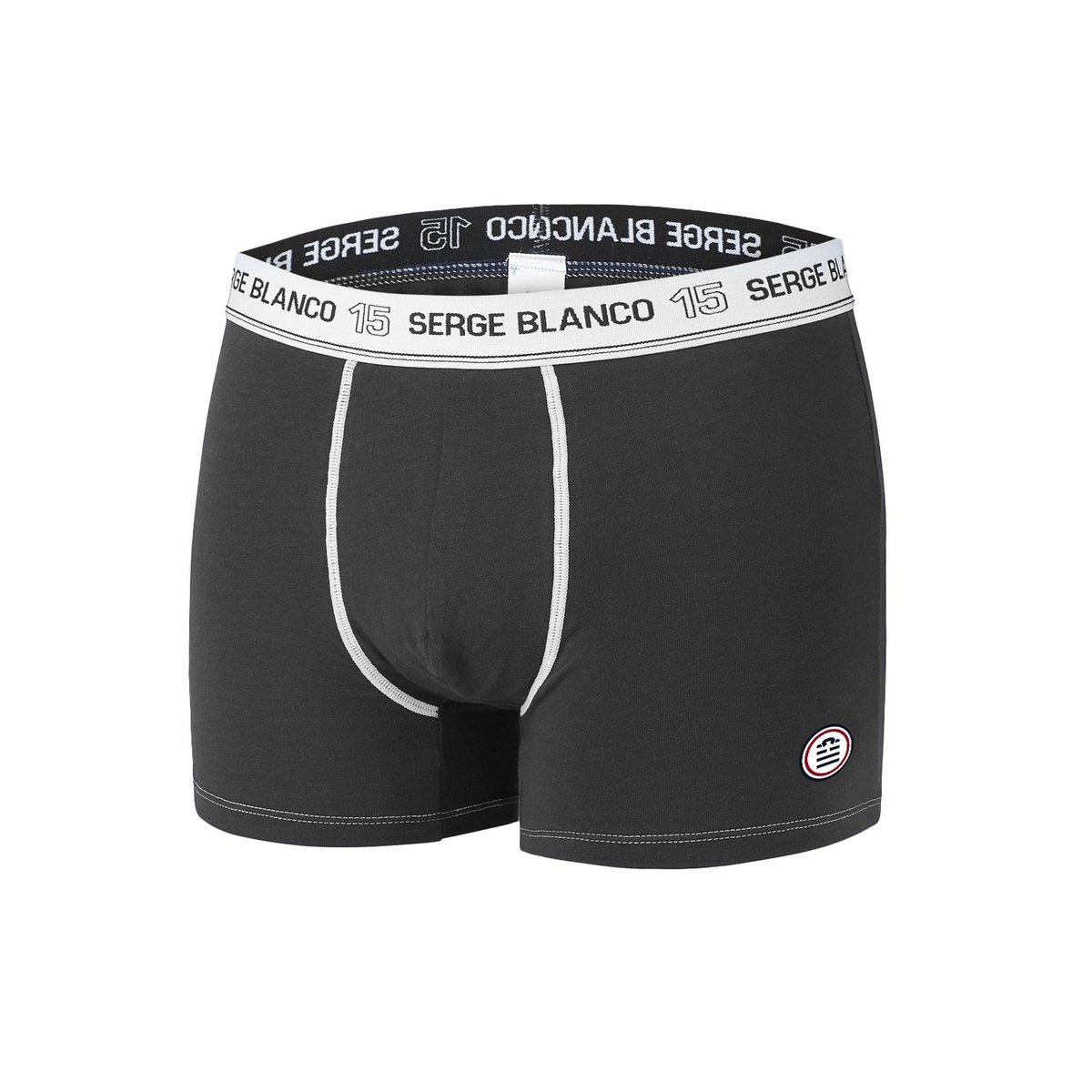 Lot De 4 Boxers Coton Surpiqures Class noir/gris foncé/gris clair/blanc, SERGE BLANCO