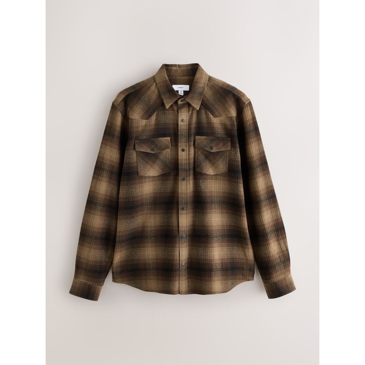 Chemise western à manches longues et carreaux marron, NEXT