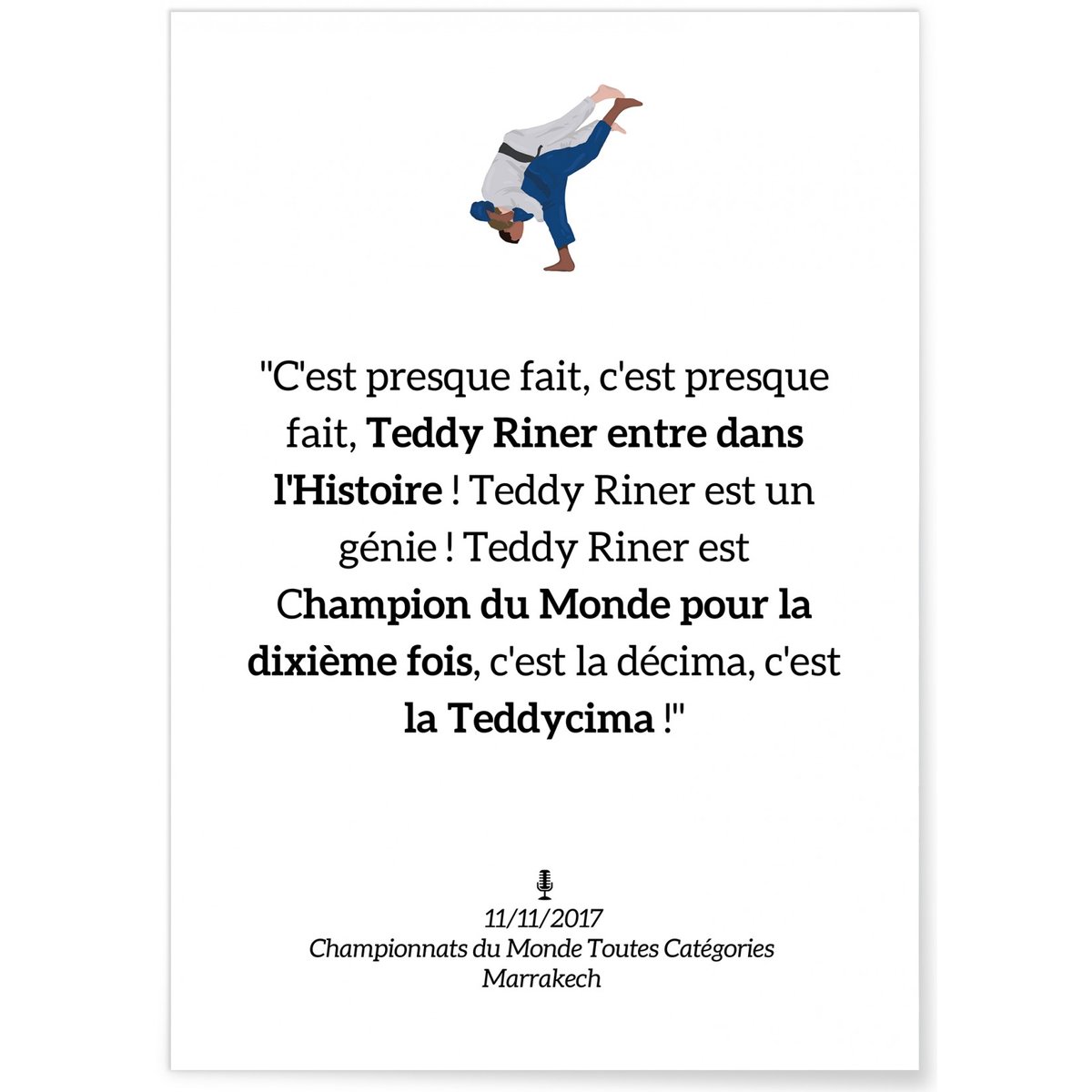 Affiche Judo Teddy Riner blanc, L'AFFICHERIE