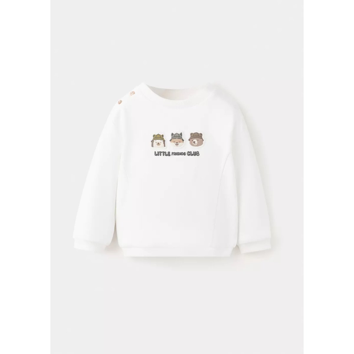 Sweat coton détail imprimé blanc cassé, MANGO BABY