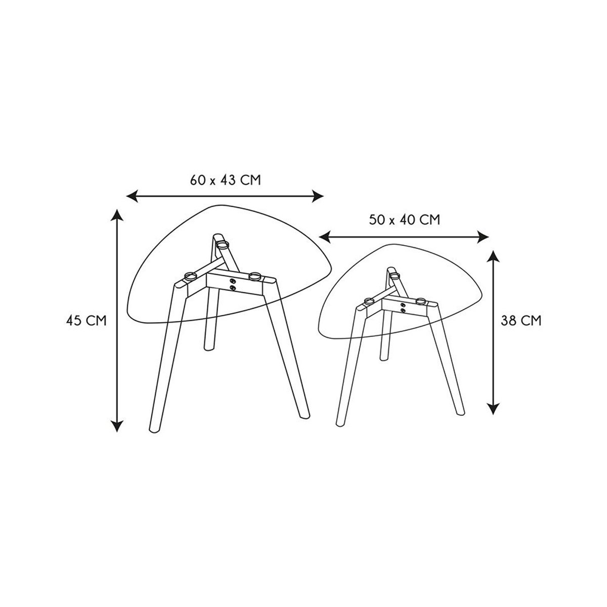 Ensemble de 2 tables gigognes en verre trempé Galet transparent, DECORATIE