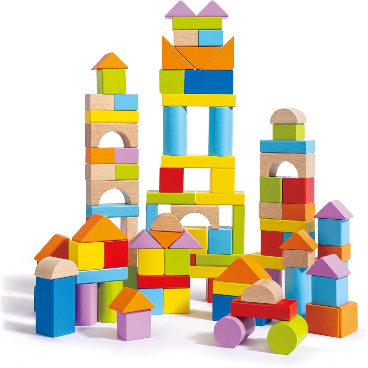 Set de blocs de bois colorés, 101 pièces. multicolore, HAPE