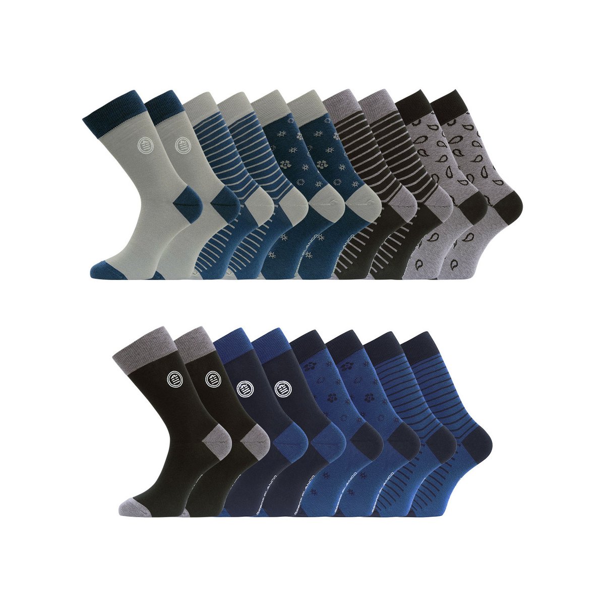 Lot De 9 Chaussettes Coton Peigné noir/bleu/gris, SERGE BLANCO