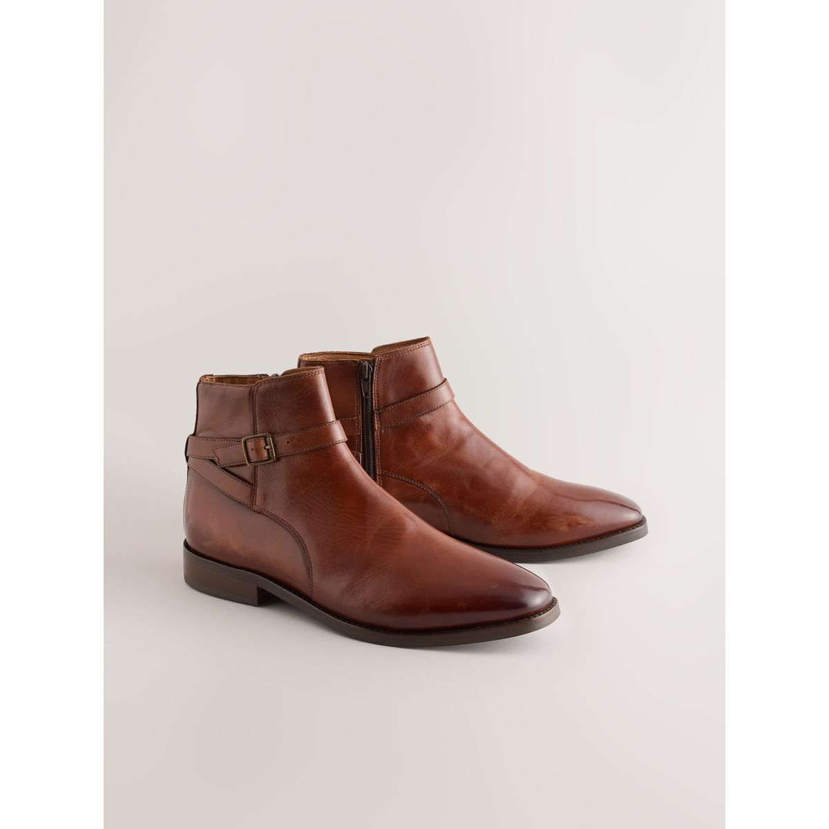 Bottes en cuir à boucle marron fauve, NEXT