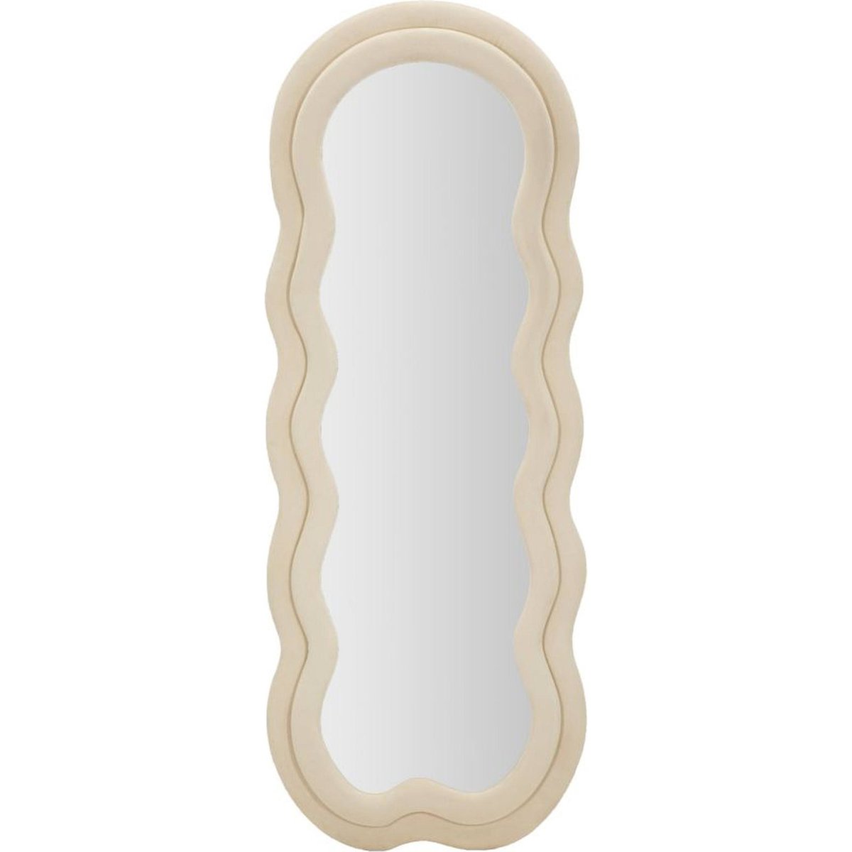 Miroir mural ondulé cadre tissu doux GLAM crème, RECOLLECTION