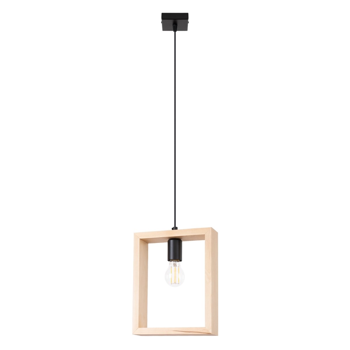 Suspension Acier Bois Naturel E27 1 Aries marron, EDEN