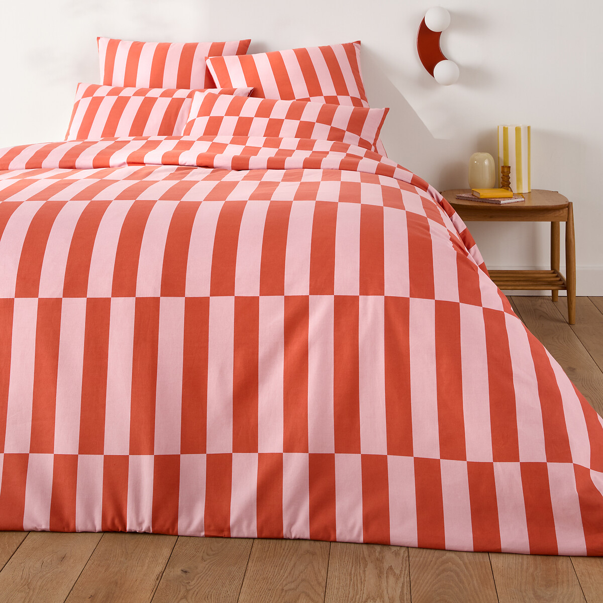 Tabaka Red 50% Recycled Cotton Duvet Cover pink/red, LA REDOUTE INTERIEURS
