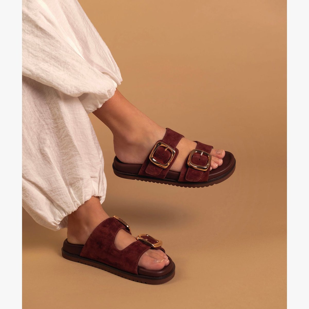 Mule en cuir YAELLE rouge bordeaux, BOCAGE
