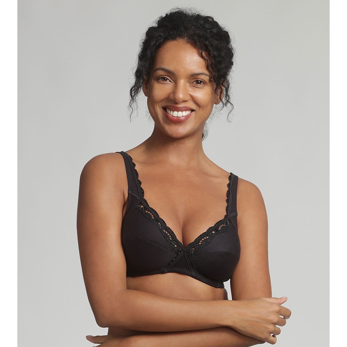 Soutien-gorge sans armatures en coton noir, PLAYTEX