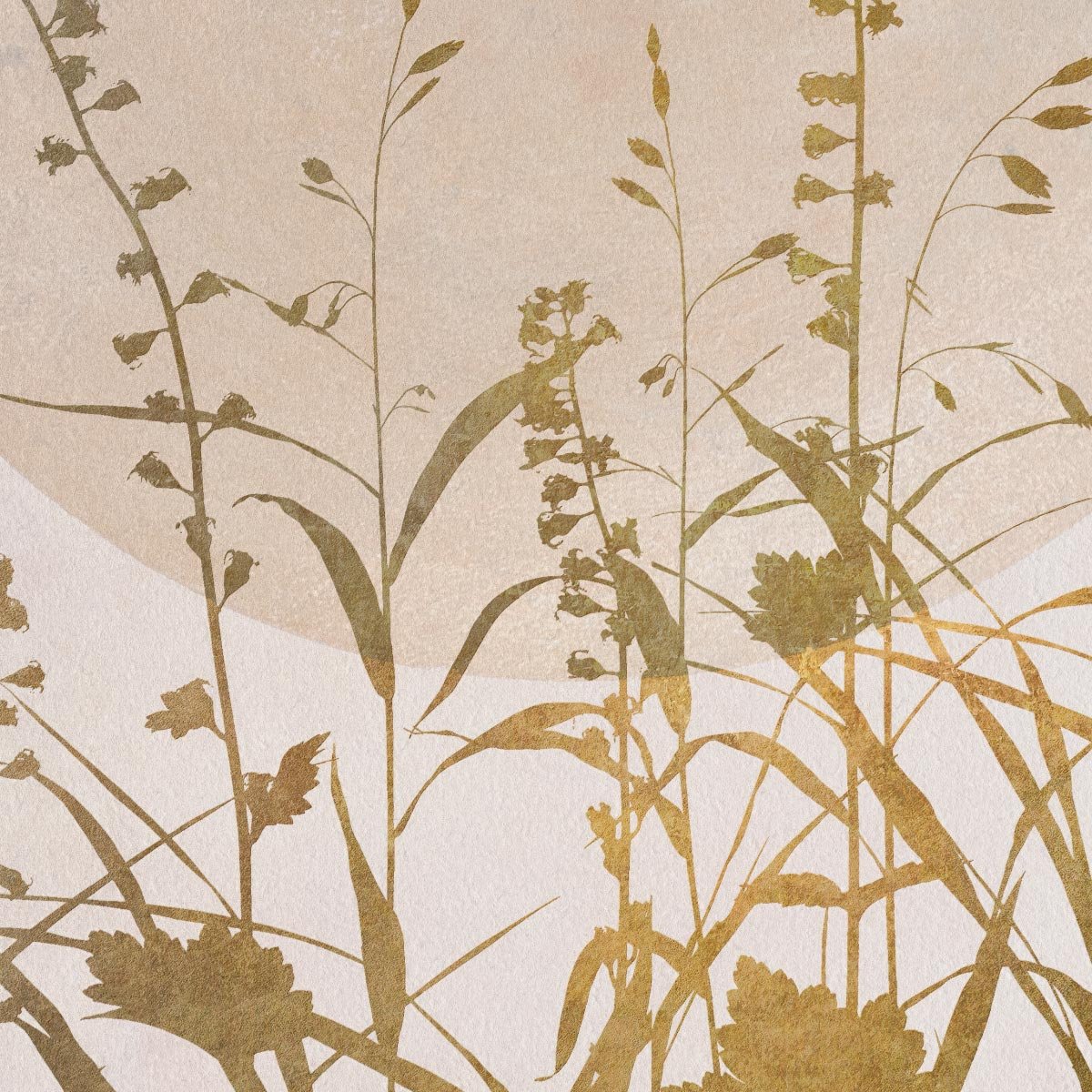 Papier peint graphique fleurs et lune d or intissé, HEXOA