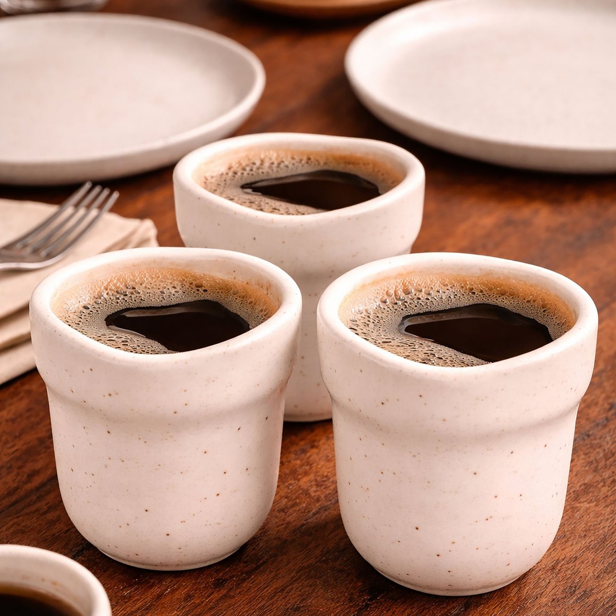 Lot de 4 tasses 16cl en porcelaine, ORA beige, OGO LIVING