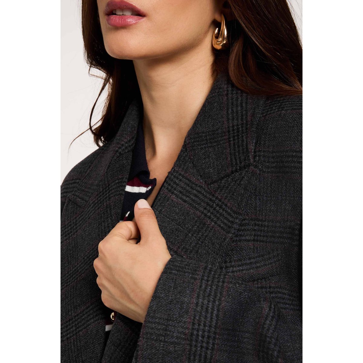 Manteau tweed col tailleur multicolore, MORGAN