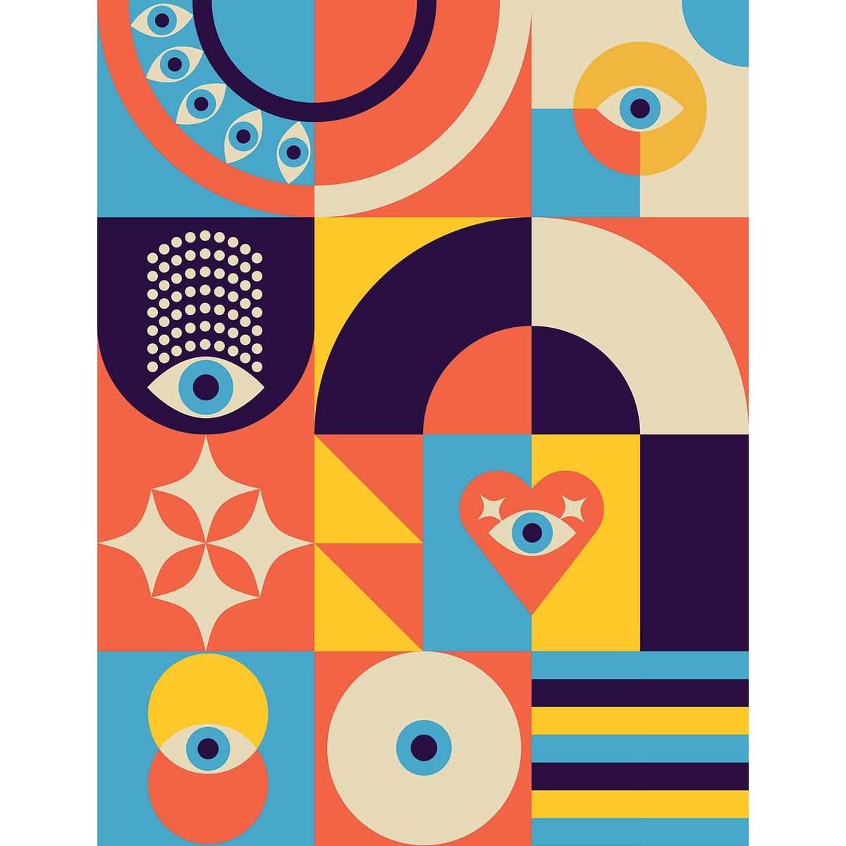 Papier peint l'oeil bleu intissé, HEXOA