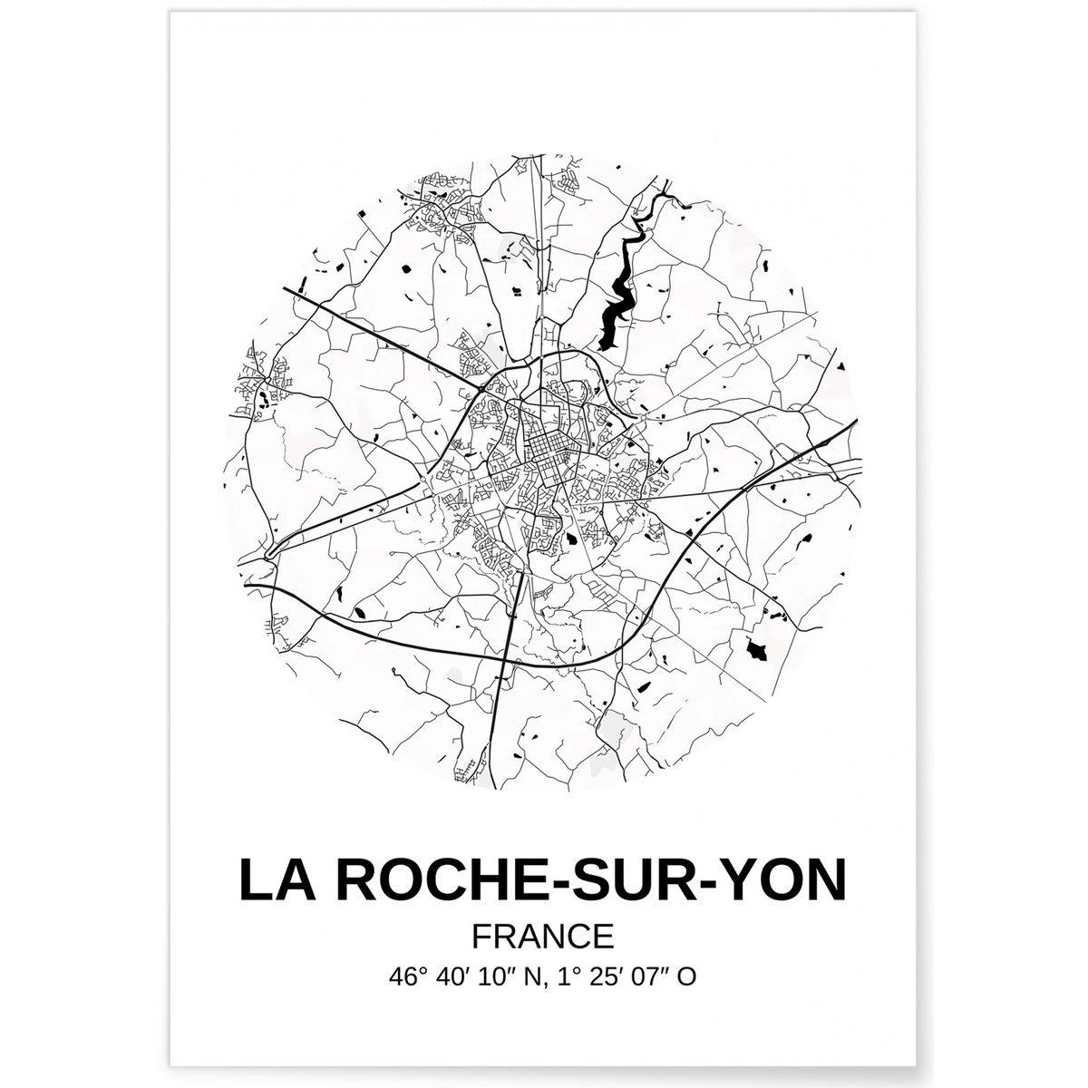 Affiche Carte La Roche-sur-Yon blanc, L'AFFICHERIE
