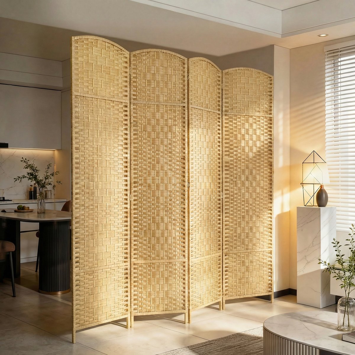 Cloison de séparation Polypropylène Bois beige, HOMCOM