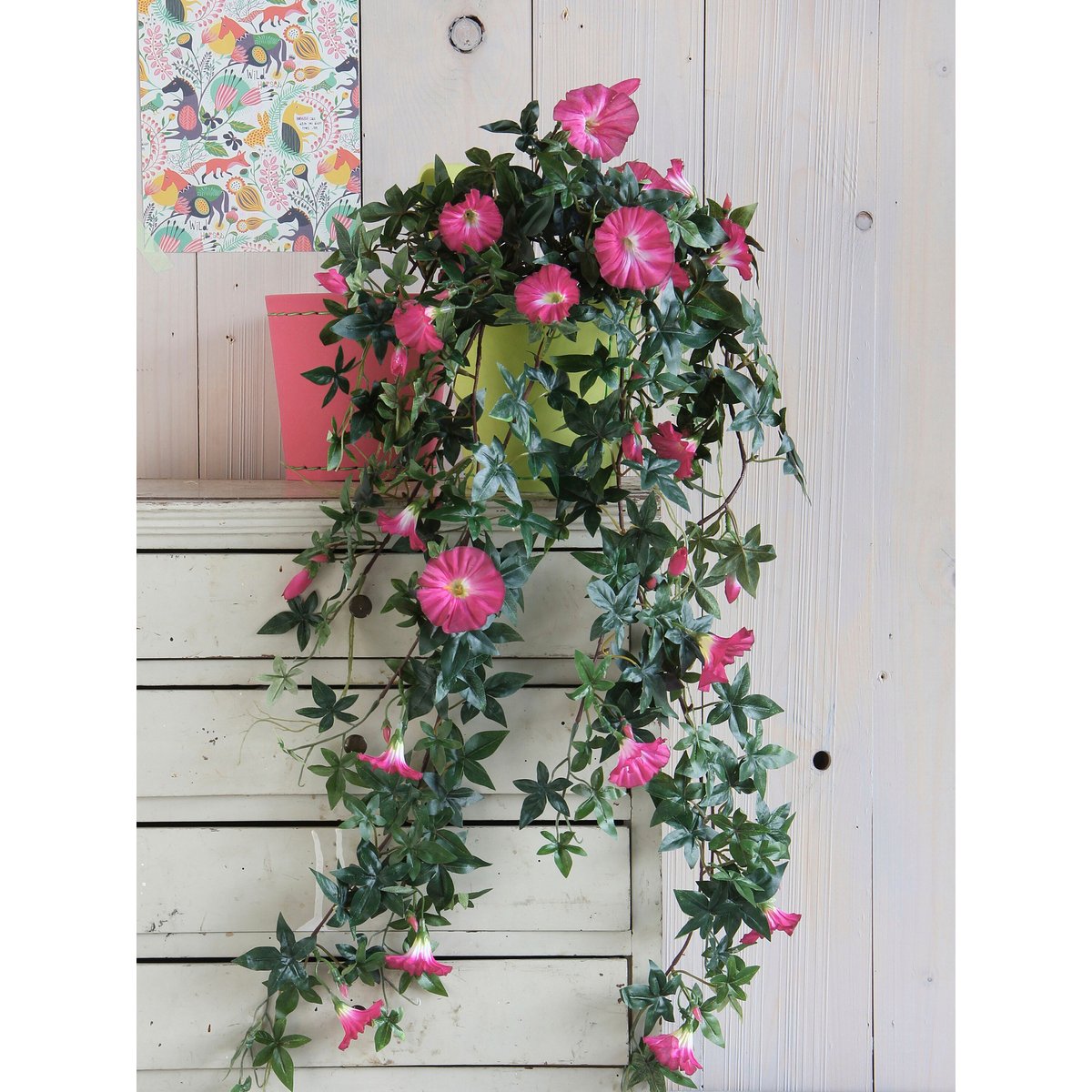 Plante artificielle suspendue PETUNIA HANGING rose foncé, MICA DECORATIONS