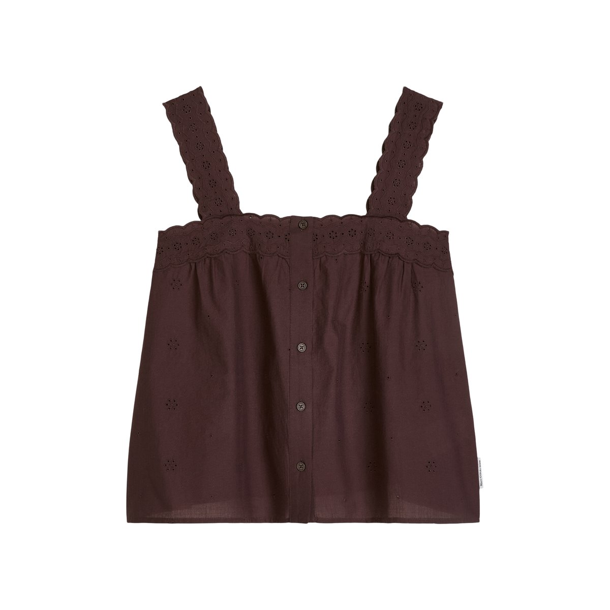 Haut Broderie-Anglaise régulier en pur coton bio rouge foncé, MARC O’POLO DENIM