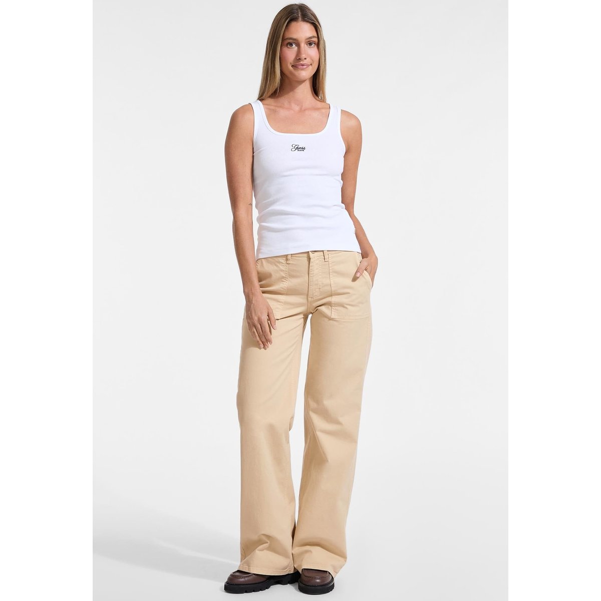 Pantalon Jambe Large beige, GUESS JEANS