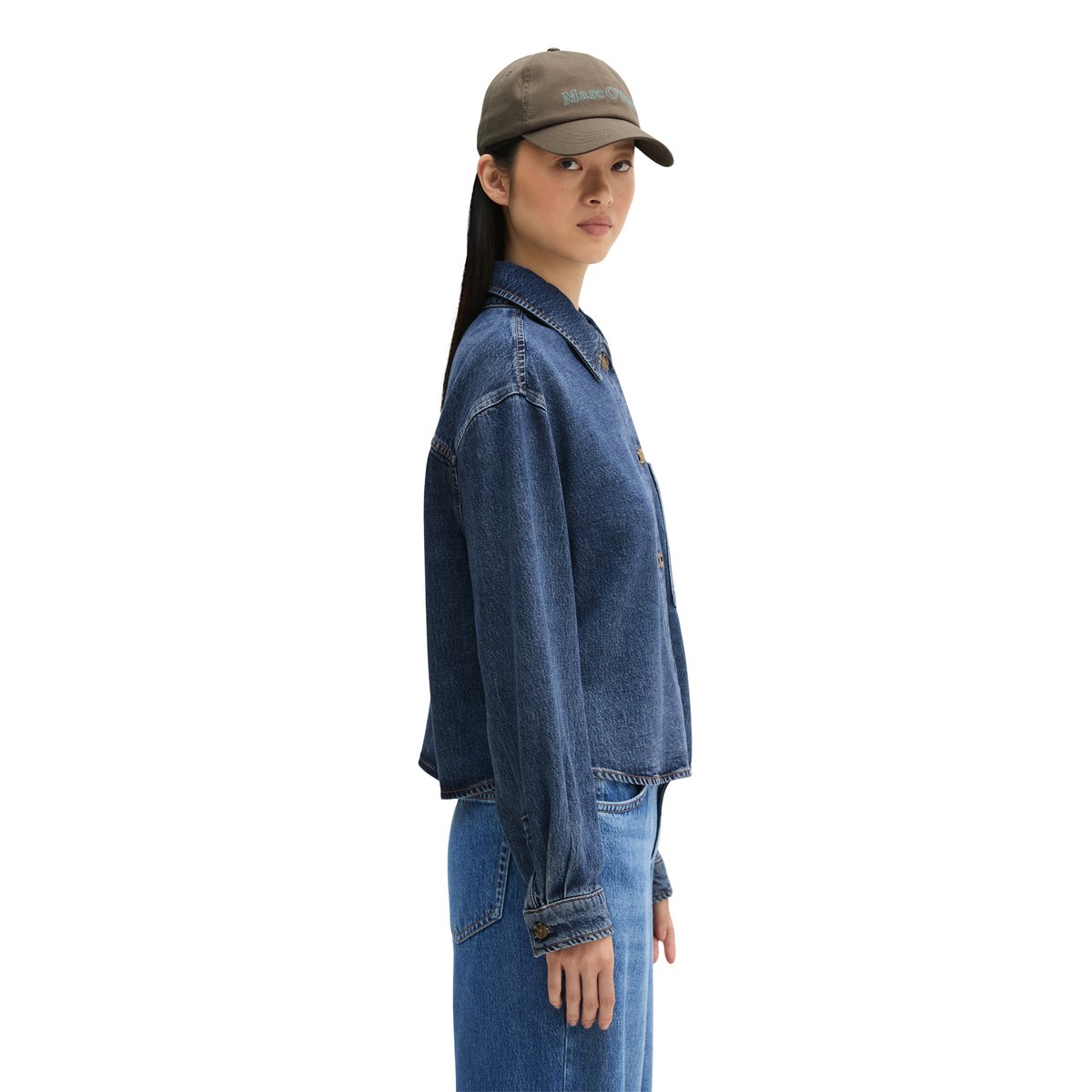Blouse en jean regular en mélange Lyocell-Organic-Cotton bleu, MARC O'POLO