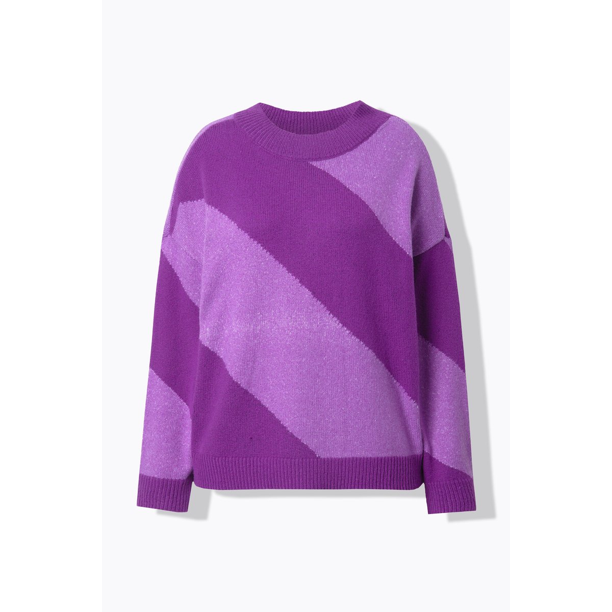 Pull oversize, larges rayures en diagonale violet, STUDIO UNTOLD