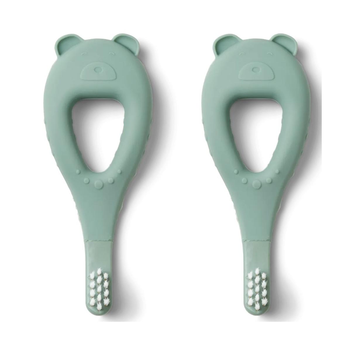 Lot de 2 brosses à dent Janelle vert d'eau, blanc, LIEWOOD