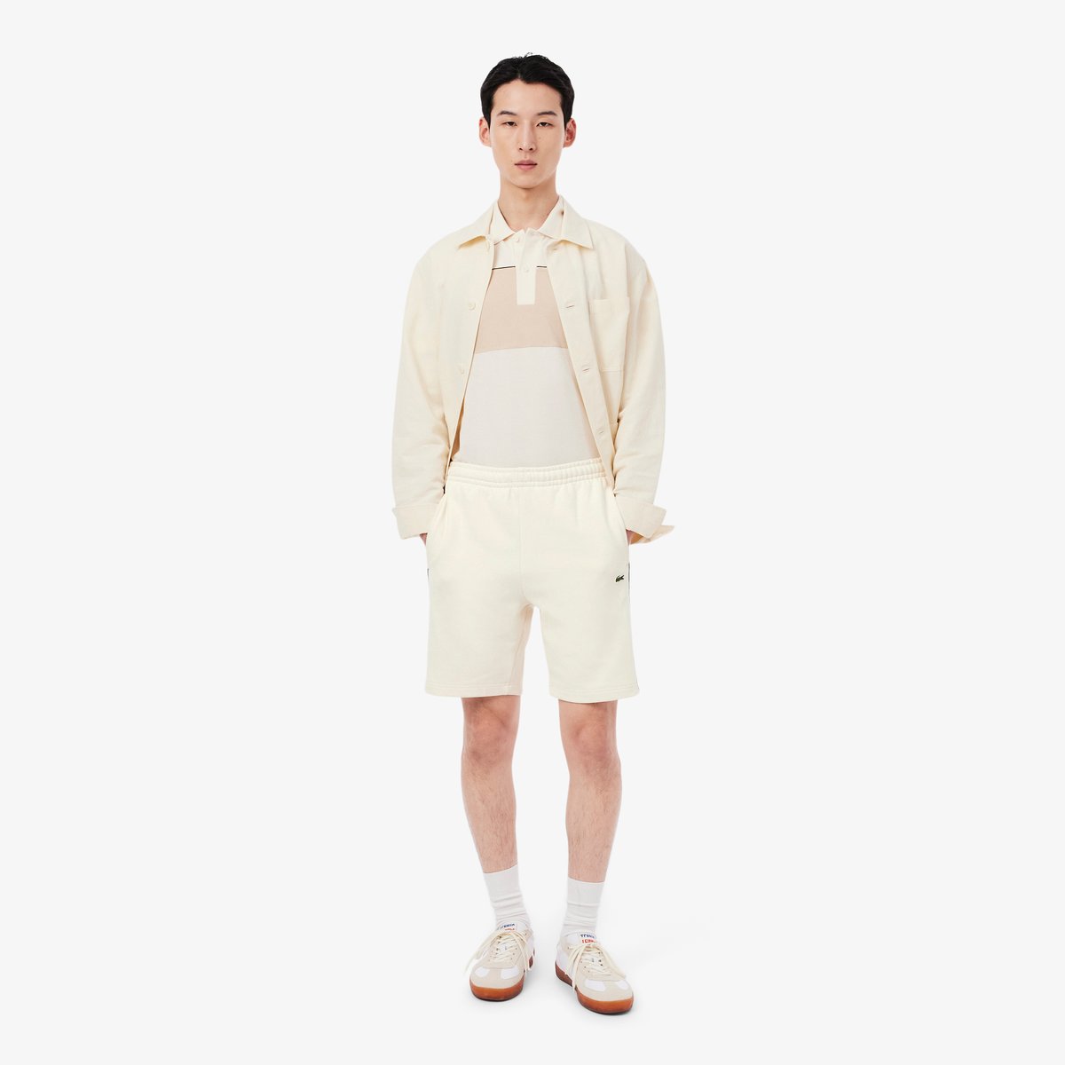 Short regular fit color-block molleton beige-3rr, LACOSTE