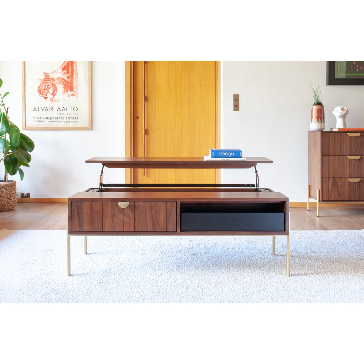 Table basse relevable en noyer AURORA bois foncé, PRODUIT INTERIEUR BRUT