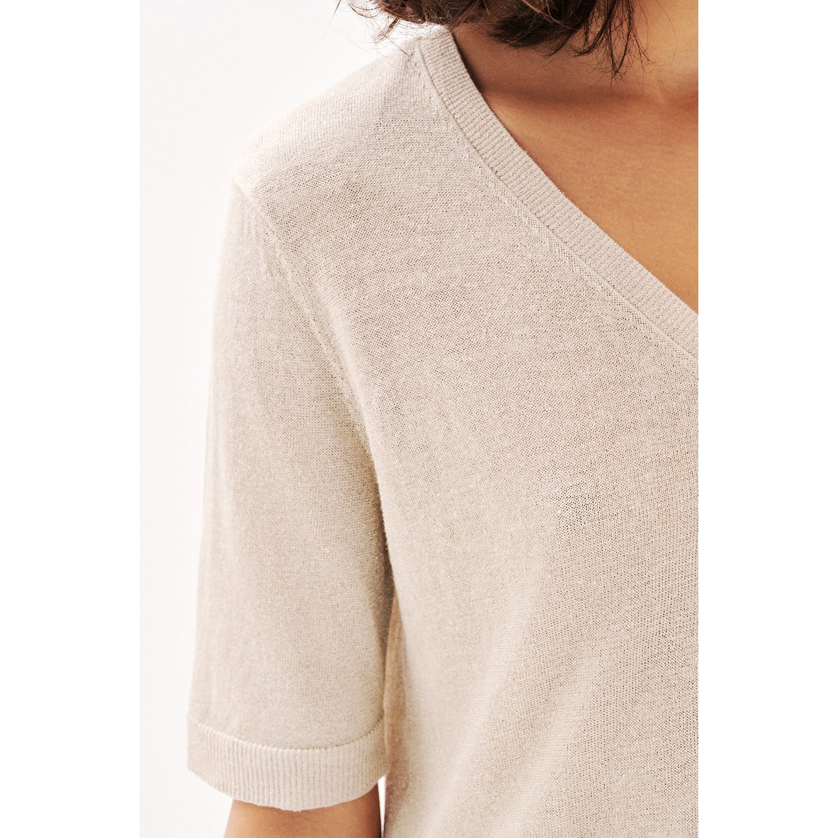 Pull droit en lin MILLY sable, CAROLL
